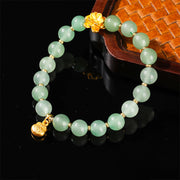 Buddha Stones Natural Jade Green Aventurine Gourd Fu Character Luck Bracelet - Green Aventurine(Wrist Circumference: 14-16cm) - image 9