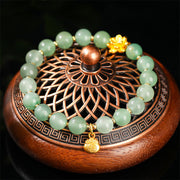 Buddha Stones Natural Jade Green Aventurine Gourd Fu Character Luck Bracelet - image 10