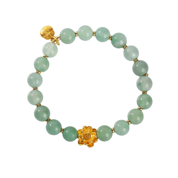 Buddha Stones Natural Jade Green Aventurine Gourd Fu Character Luck Bracelet - image 14