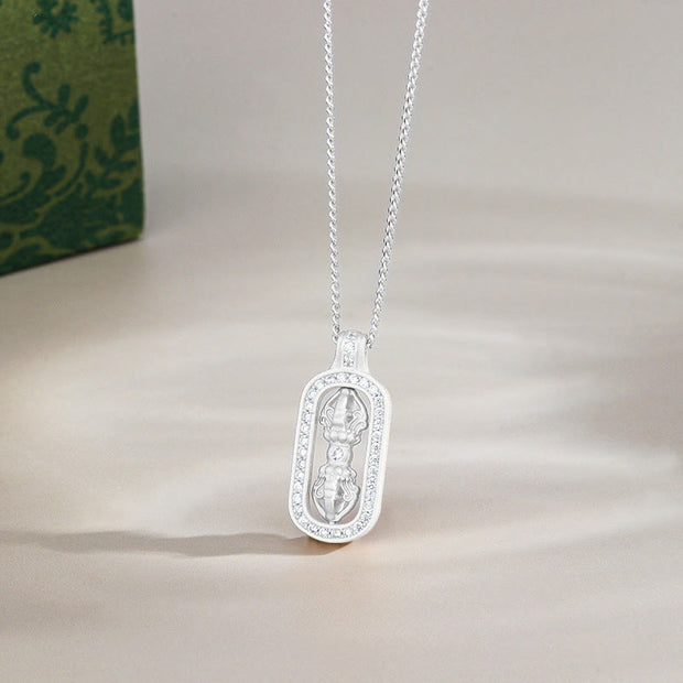 Buddha Stones 925 Sterling Silver PiXiu Dorje Vajra Wealth Necklace Pendant - Silver - Vajra - image 13