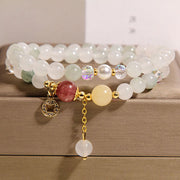 Buddha Stones Tourmaline Purple Jade Aquamarine Jade Copper Coin Positive Bracelet - Jade(Wrist Circumference: 14-15cm) - image 9