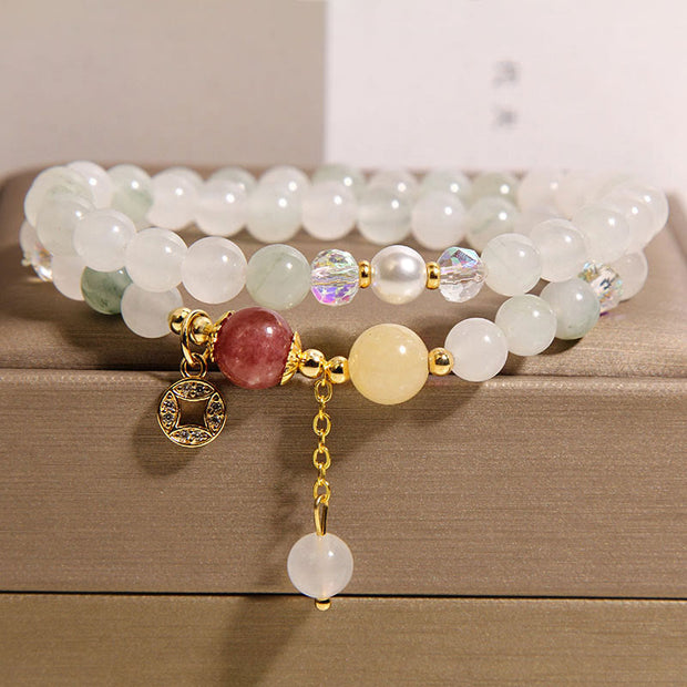 FREE Today: Positive Protection Tourmaline Purple Jade Aquamarine Copper Coin Double Wrap Bracelet - Jade(Wrist Circumference: 14-15cm) - image 8