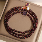 Buddha Stones Natural Garnet Amethyst Gourd Protection Multi-Layer Bracelet - image 3