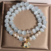 FREE Today: Support and Love Blue Cat Eye Trojan Horse Charm Double Wrap Bracelet - image 1