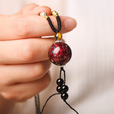 Buddha Stones Ebony Wood Venus Aurora Bead Lacquer Craft Peace Necklace Pendant - Red Charm(Random Red) - image 1