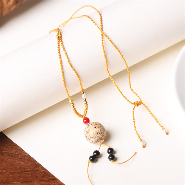 FREE Today: Peace and Calm Ebony Wood Venus Aurora Bead Lacquer Craft Necklace Pendant - Beige Charm(Random Beige) - image 4