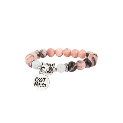 Buddha Stones Cat Head Design Zebra Jasper Protection Bracelet - Zebra Jasper(Wrist Circumference: 18.5cm) - image 1