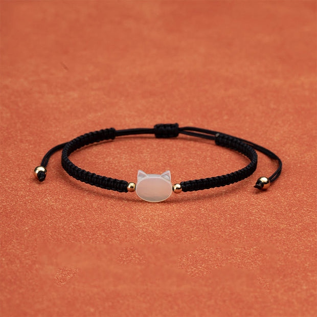 FREE Today: Luck Connection Faceless Cat Head Red String Shell Bracelet - White Cat Black String - image 5