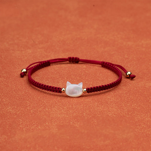 FREE Today: Luck Connection Faceless Cat Head Red String Shell Bracelet - White Cat Red String - image 6