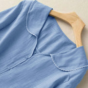 Buddha Stones Casual Plain Button Half Sleeve Middy Collar Cotton Women's Shirt - image 14