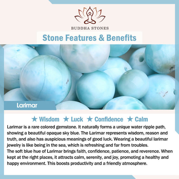 Buddha Stones Natural Cat Larimar Wisdom Beads Bracelet - image 10