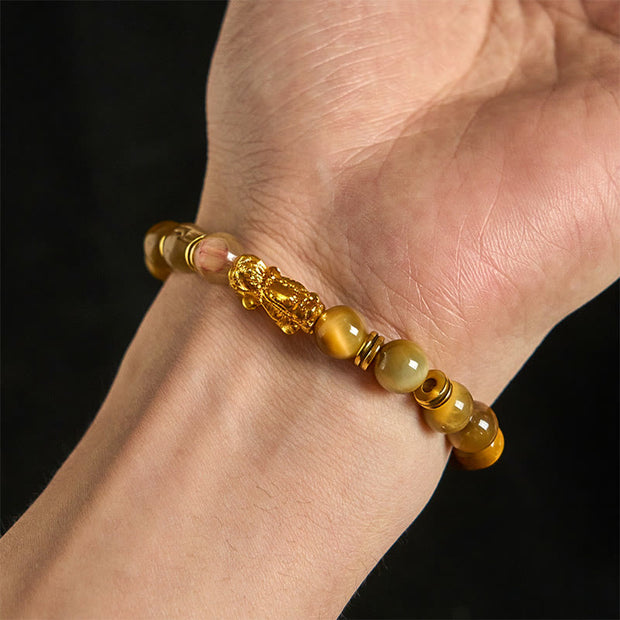 Buddha Stones Various Color Tiger Eye Beads Spacer Beads Pixiu Wealth Courage Bracelet - image 10