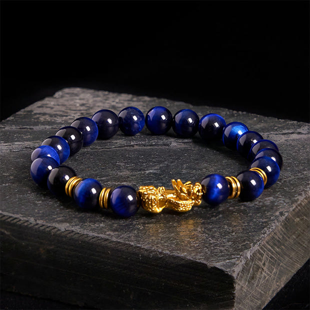 FREE Today: Wealth and Courage Various Color Tiger Eye Beads Pixiu Bracelet - Blue Tiger Eye(Wrist Circumference: 17-19cm) - image 11