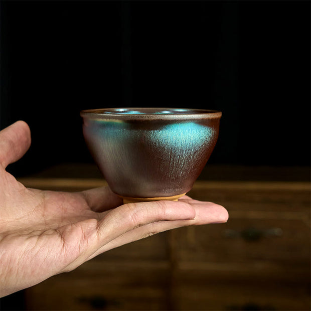 Buddha Stones Handmade Chinese Jianzhan Lotus Flower Blue Purple Ceramic Teacup Kung Fu Tea Cup 150ml - image 6