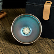 Buddha Stones Handmade Chinese Jianzhan Lotus Flower Blue Purple Ceramic Teacup Kung Fu Tea Cup 150ml - image 2