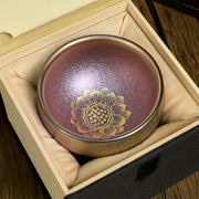 Buddha Stones Handmade Chinese Jianzhan Golden Lotus Flower Ceramic Teacup Kung Fu Tea Cup 150ml - image 3
