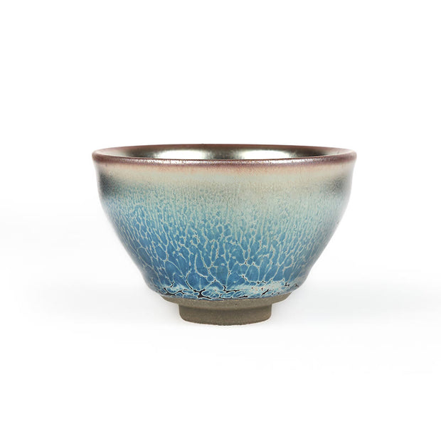 Buddha Stones Handmade Chinese Jianzhan Lotus Blue Ceramic Teacup Kung Fu Tea Cup 150ml - image 9
