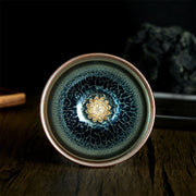 Buddha Stones Handmade Chinese Jianzhan Lotus Blue Ceramic Teacup Kung Fu Tea Cup 150ml - 8.8*5.6cm*150ml - image 1