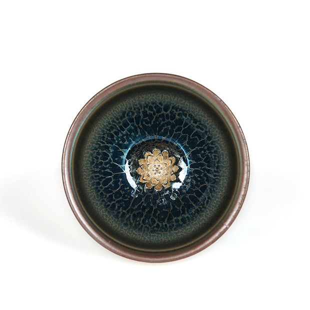Buddha Stones Handmade Chinese Jianzhan Lotus Blue Ceramic Teacup Kung Fu Tea Cup 150ml - image 7