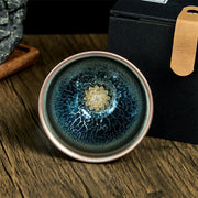 Buddha Stones Handmade Chinese Jianzhan Lotus Blue Ceramic Teacup Kung Fu Tea Cup 150ml - image 2