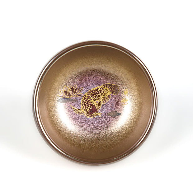 Buddha Stones Handmade Chinese Jianzhan Koi Fish Lotus Leaf Ceramic Teacup Kung Fu Tea Cup 150ml - image 6