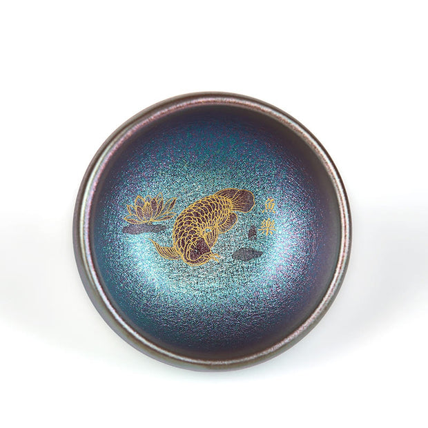 Buddha Stones Handmade Chinese Jianzhan Koi Fish Lotus Leaf Ceramic Teacup Kung Fu Tea Cup 150ml - image 16