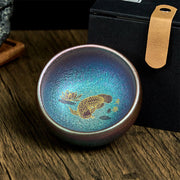 Buddha Stones Handmade Chinese Jianzhan Koi Fish Lotus Leaf Ceramic Teacup Kung Fu Tea Cup 150ml - image 12