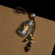 FREE Today: Wisdom and Luck Om Mani Padme Hum Ghau Prayer Box Copper Plated Silver Key Chain - image 3