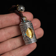 FREE Today: Wisdom and Luck Om Mani Padme Hum Ghau Prayer Box Copper Plated Silver Key Chain - image 4
