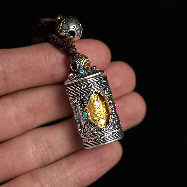 FREE Today: Wisdom and Luck Om Mani Padme Hum Ghau Prayer Box Copper Plated Silver Key Chain - image 4