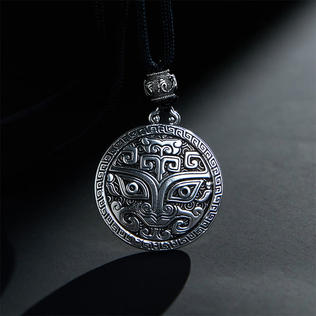 Buddha Stones Taotie Om Mani Padme Hum Copper Plated Silver Wealth Necklace Pendant - image 3