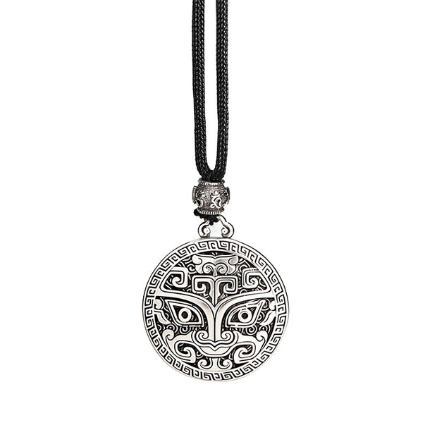 Buddha Stones Taotie Om Mani Padme Hum Copper Plated Silver Wealth Necklace Pendant - image 14
