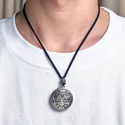 Buddha Stones Taotie Om Mani Padme Hum Copper Plated Silver Wealth Necklace Pendant - image 12
