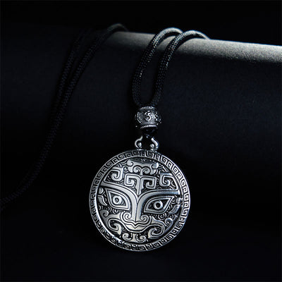 Buddha Stones Taotie Om Mani Padme Hum Copper Plated Silver Wealth Necklace Pendant - Copper(Wealth ♥ Luck) - image 1