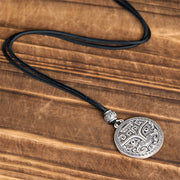 Buddha Stones Taotie Om Mani Padme Hum Copper Plated Silver Wealth Necklace Pendant - image 9