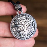 Buddha Stones Taotie Om Mani Padme Hum Copper Plated Silver Wealth Necklace Pendant - image 11