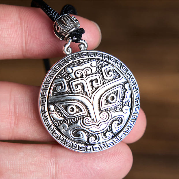 Buddha Stones Taotie Om Mani Padme Hum Copper Plated Silver Wealth Necklace Pendant - image 11