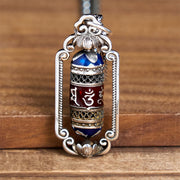 Buddha Stones Vintage Om Mani Padme Hum Prayer Wheel Copper Luck Pendant - image 11