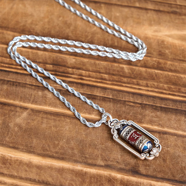 Buddha Stones Vintage Om Mani Padme Hum Prayer Wheel Copper Luck Pendant - image 8