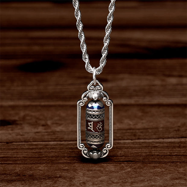 Buddha Stones Vintage Om Mani Padme Hum Prayer Wheel Copper Luck Pendant - image 3