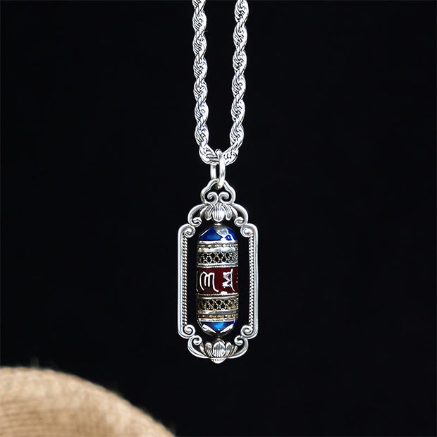 Buddha Stones Vintage Om Mani Padme Hum Prayer Wheel Copper Luck Pendant - image 2
