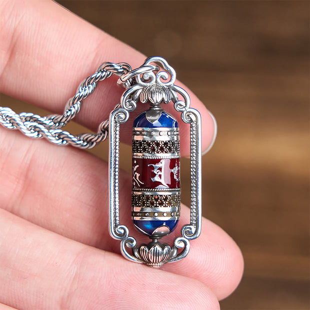 Buddha Stones Vintage Om Mani Padme Hum Prayer Wheel Copper Luck Pendant - image 12