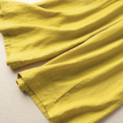 Buddha Stones Plain Color 7-8 Length Capri Cropped Pants Cotton Linen Women's Wide Leg Pants With Pockets - image 4