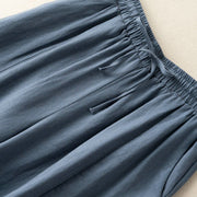 Buddha Stones Plain Color 7-8 Length Capri Cropped Pants Cotton Linen Women's Wide Leg Pants With Pockets - image 31