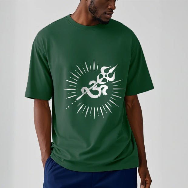 Buddha Stones Casual Om Symbol Trident Radiant Lines Pattern Cotton Tee T-shirt - image 12