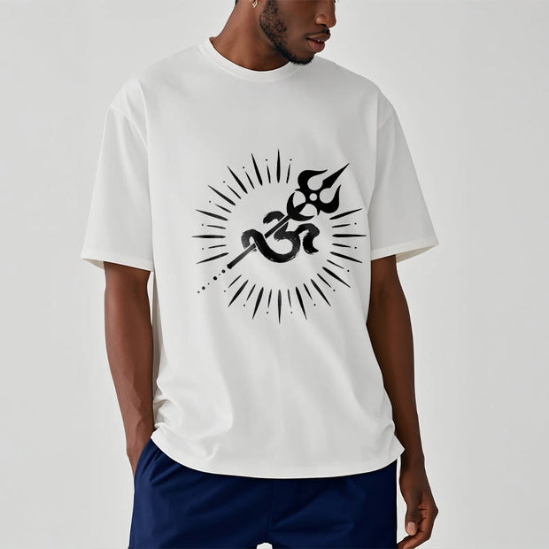 Buddha Stones Casual Om Symbol Trident Radiant Lines Pattern Cotton Tee T-shirt - image 7