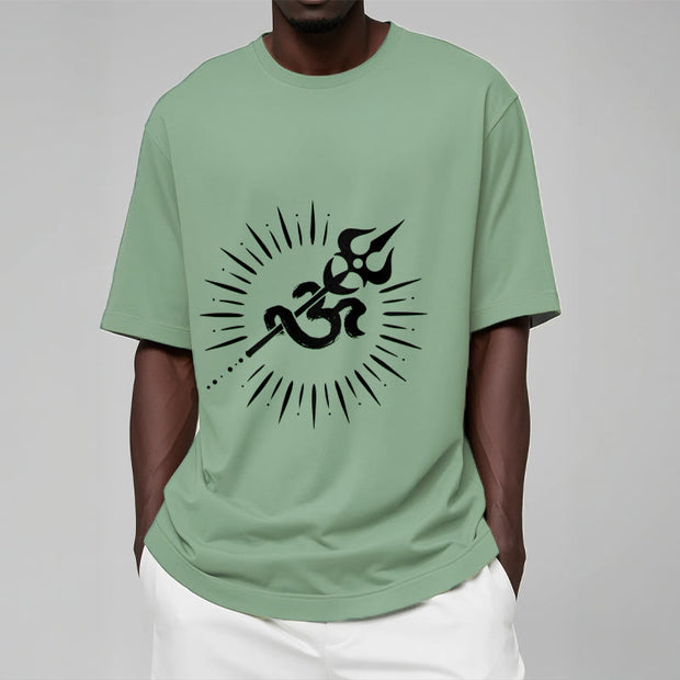 Buddha Stones Casual Om Symbol Trident Radiant Lines Pattern Cotton Tee T-shirt - image 16