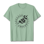 Buddha Stones Casual Om Symbol Trident Radiant Lines Pattern Cotton Tee T-shirt - PaleGreen - 2XL - image 15