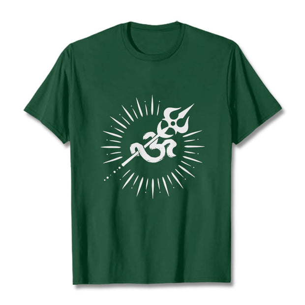 Buddha Stones Casual Om Symbol Trident Radiant Lines Pattern Cotton Tee T-shirt - ForestGreen - 2XL - image 11