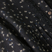 Buddha Stones Fall Printing Floral Buttons Lace Lapel Design Cotton Linen Midi Dress With Pockets - image 4